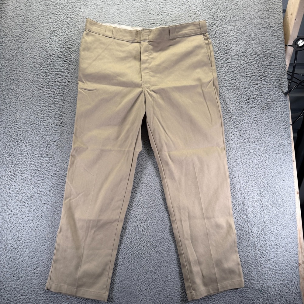 Dickies 874 Pant Men's 42x32 Beige Polyester Khakis Straight Utility Workwear